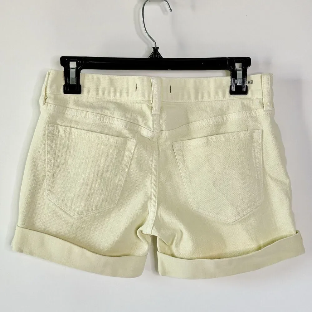 BULLHEAD Jean Shorts Womens Jr Sz 3 Denim Stretch Cuffed  Pale Yellow Waist 30
